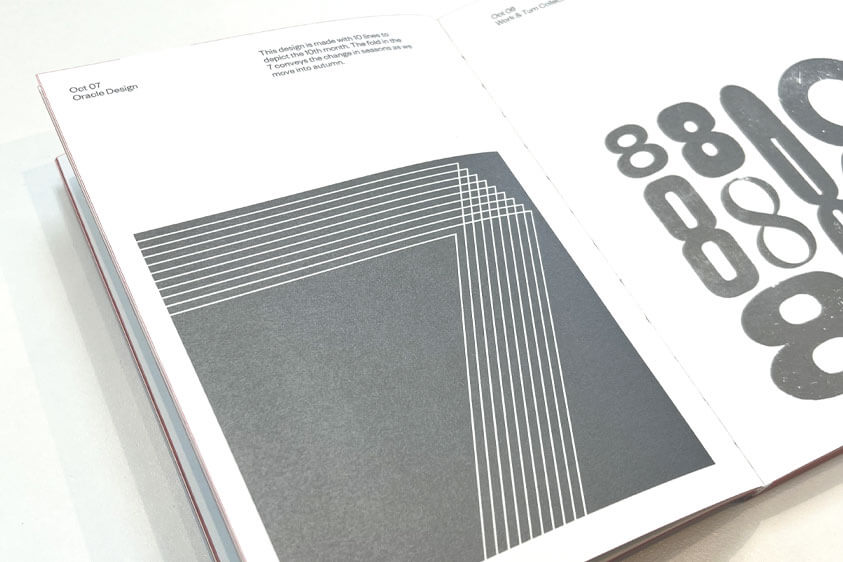 Oracle designs page in the Fedrigoni 2022 calendar showcasing the design work for the 7th of October.
