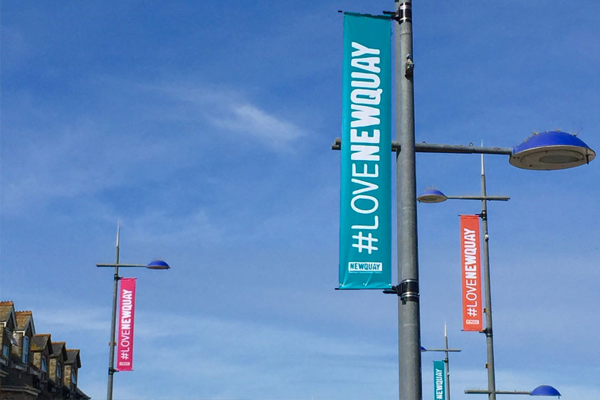 Flag design for Love Newquay throughout Newquay Town centre