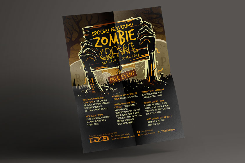 Yearly Newquay Zombie Crawl poster design