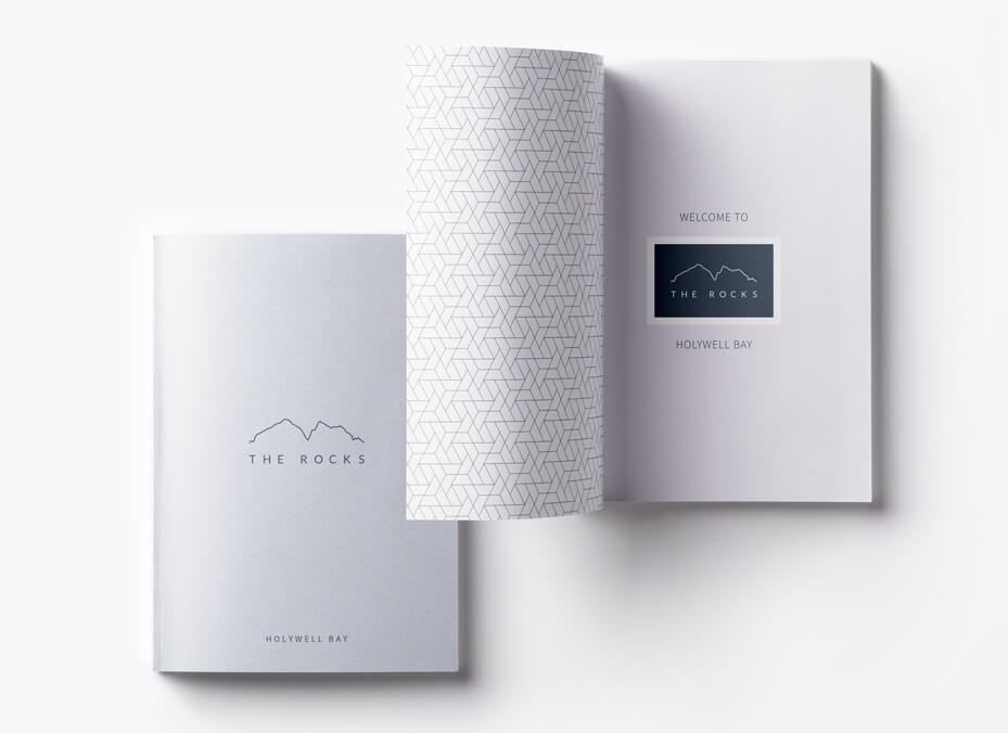 Examples of the Rocks brochure front cover and inner pages Designed by Oracle Design
