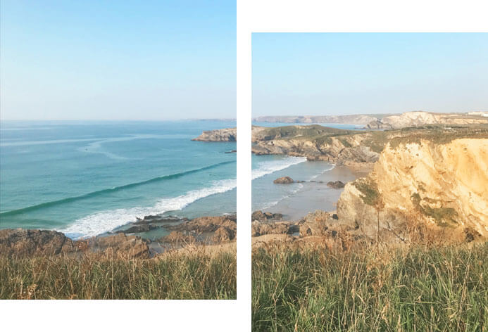A split picture showing cliffs from the north coast of Cornwall