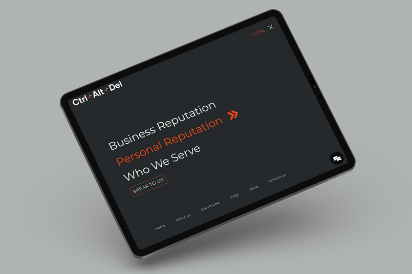 Ctrl Alt Del Website displayed on a Tablet. Designed and Built By Oracle Design