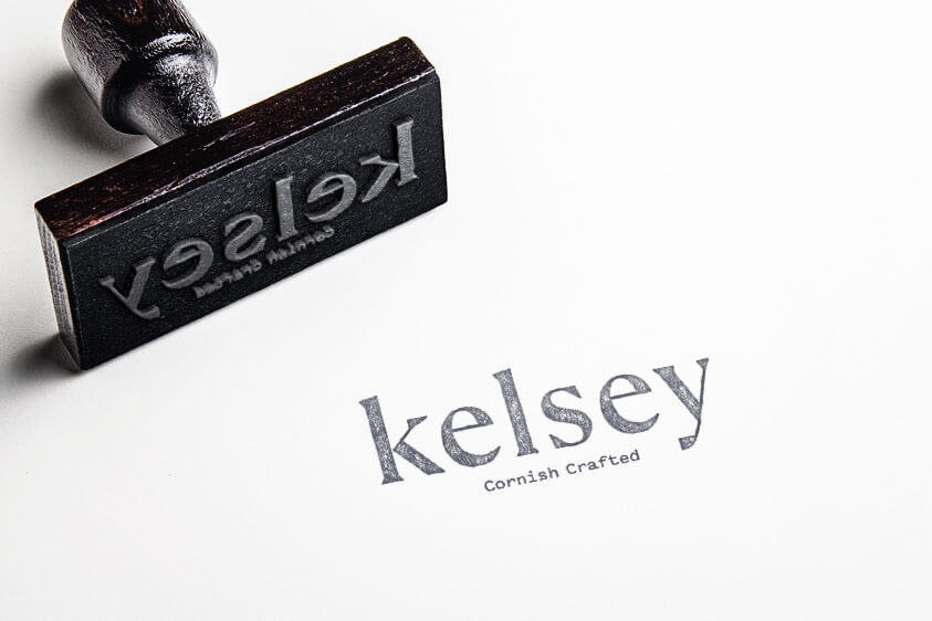 Kelsey Branding displayed as a print stamp, Designed by Oracle Design