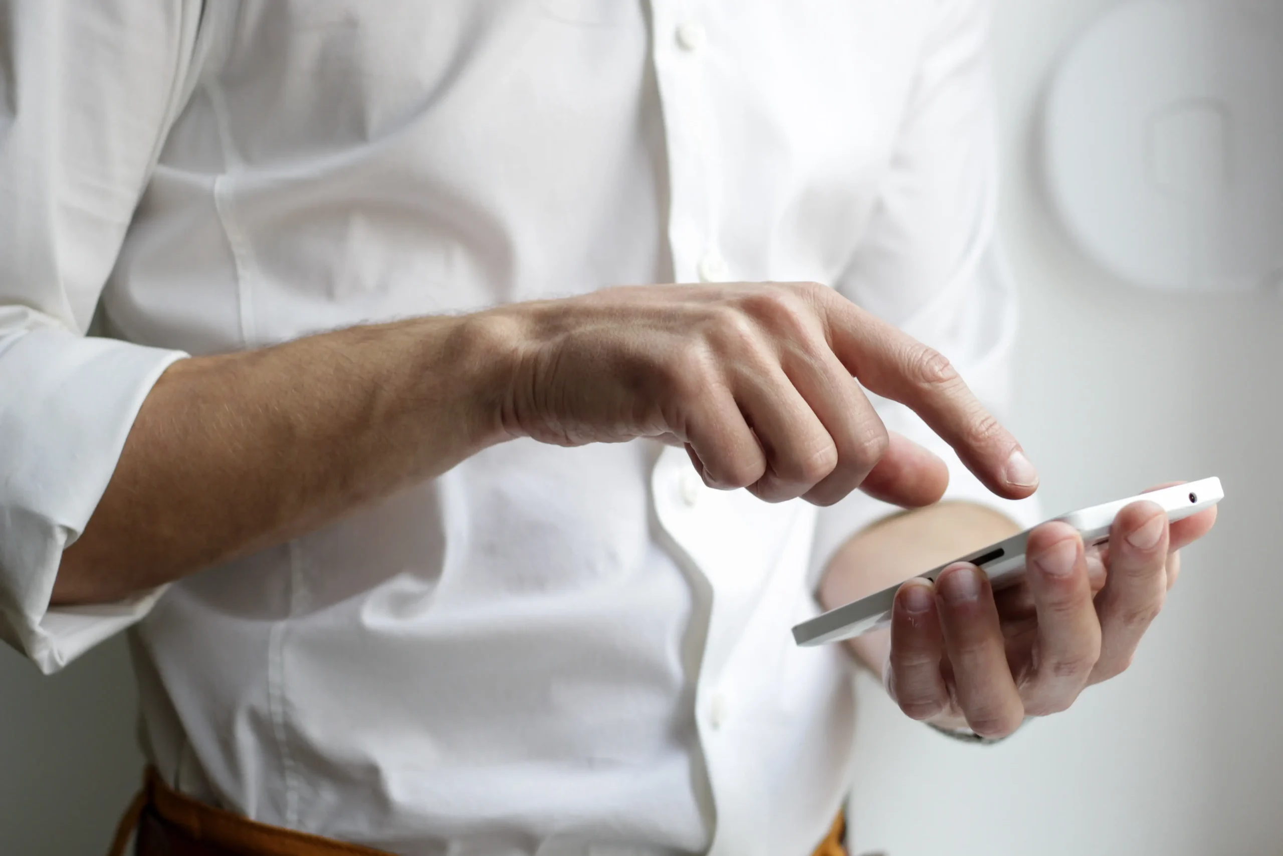 A person using there phone for search